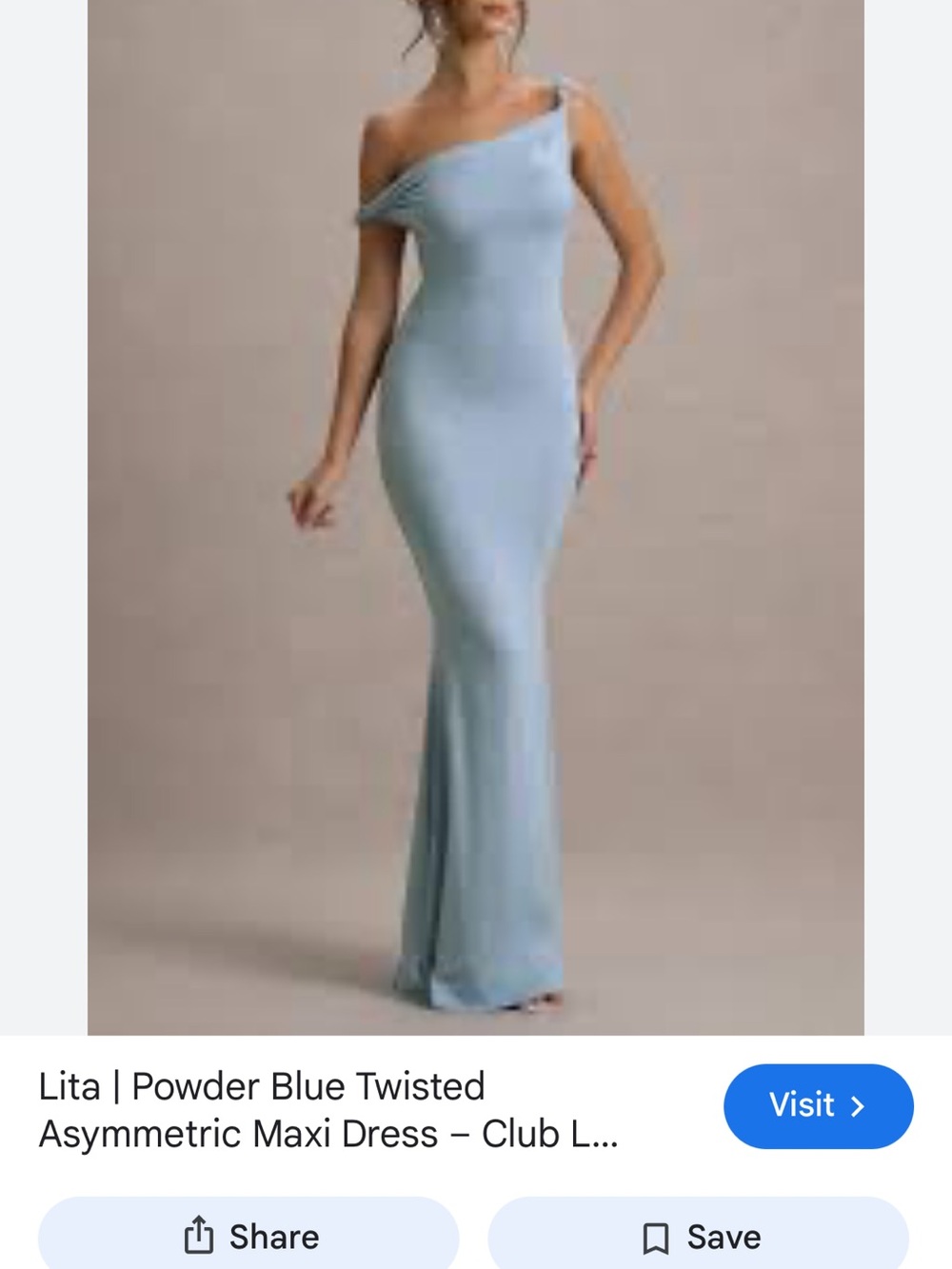 Club L London Powder Blue One-Shoulder Twisted Maxi Dress